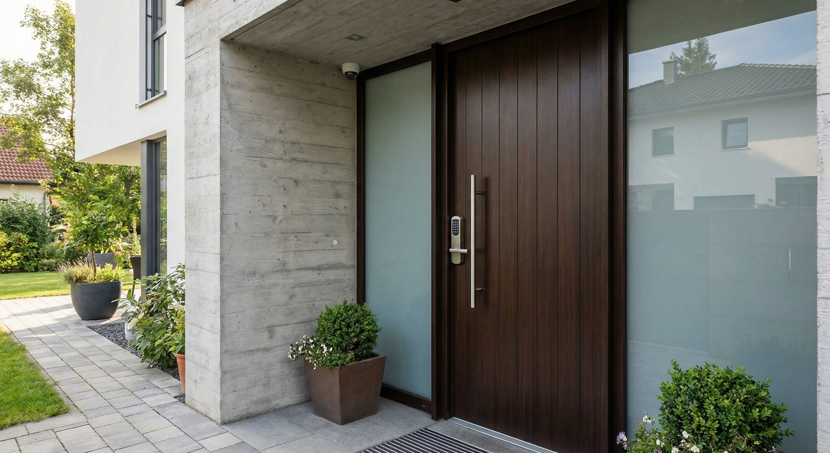 Moderne gesicherte Haustür